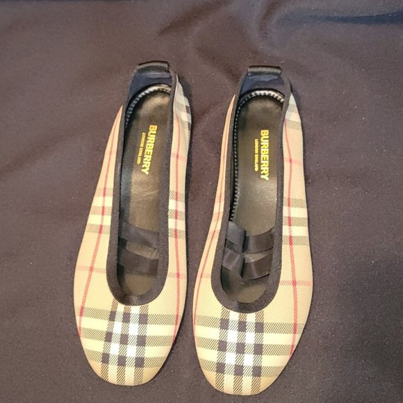 NWB Auth Sz 8 Women's BURBERRY "Grace" Ballerina Canvas Shoes UK5 EUR38